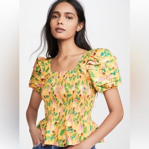 FARM Rio Mini Cashew Smocked Top, XS